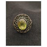 .925 Sterling Silver & Pale Citrine Ring Size 7.25