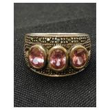 .925 Sterling Silver & Pink Stones Size 8