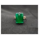 .925 Sterling Silver & Green Agate Artisan Ring