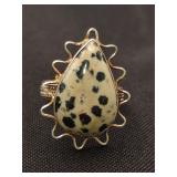 .925 Sterling Silver & Dalmatian Jasper Ring