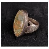 .925 Sterling Silver Jasper Stone Ring Size 7