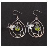 .925 Sterling Silver & Peridot Butterfly Earrings