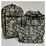 Edgehill Black Floral 3-Pice Luggage Set