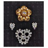 VTG B David Earrings & Beautiful Brooches