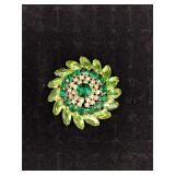Amazing Juliana D&E Large Green Rhinestone Brooch