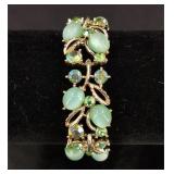 Vintage Lisner Green Uranium Rhinestone Bracelet