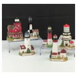 6 Vintage Small Ceramic Light Houses