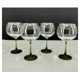 Large Red Wine Green Stem Glasses