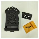 Vintage Cast Iron Wall Mount Match Safe