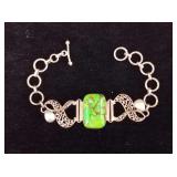 .925 Sterling Silver & Copper Turquoise Bracelet