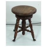 Claw Foot Glass & Iron Antique Piano Stool