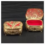 VTG Japan Gold Ornate Hinged Trinket Boxes