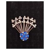 VTG Sterling Silver Vibrant Blue Large Brooch