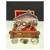 VTG Rustic Jewelry Box with Watches & More