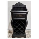Distressed Black Ornate Wood Wine Cabinet