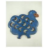 Pottery Blue Salt Glaze Sheep Trivet