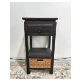 Distressed Black Accent Side Table with Drawer