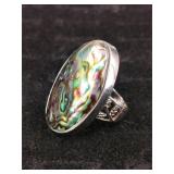.925 Sterling Silver & Abalone Shell Ring