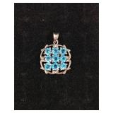 Nice Large .925 Sterling Silver Topaz Pendant