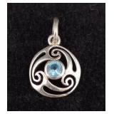 .925 Sterling SIlver & Topaz Pendant