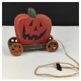 Rustic Halloween Jack-o-Lantern Pull Toy