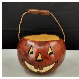 VTG Cheryl Ray Hand Crafted Gourd Pumpkin Pail