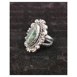 .925 Sterling Silver Moss Agate? Ring Size 8.25