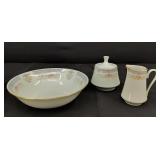 Vintage China Pearl Serving Bowl Creamer Sugar