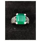 .925 Sterling Silver Green Onyx Ring Size 6