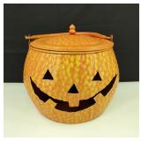 Very Large Hammered Metal Jack-o-Lantern Pail