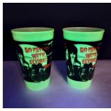 VTG 1990 Go Psycho with Elvira Glow Cups