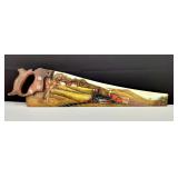 VTG Fall on the Train Hand Painted Saw