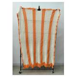 VTG Knitted Fringe Creamsicle Afghan