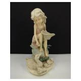 Large Resin Feeding the Ducks Girl Figure
