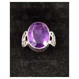 .925 Sterling Silver Amethyst Ring Size 7