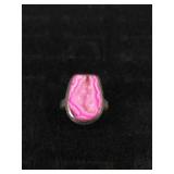 .925 Sterling Silver Pink Druzy Ring Size 7