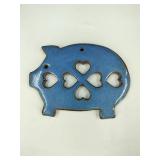 Pottery Blue Salt Glaze Pig Trivet
