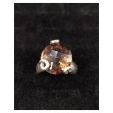 .925 Sterling Silver Smoky Quartz Ring Size 6.75