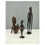 VTG H/C Ebony Wood African Tribal Figurines