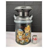 VTG Hand Painted Teddy Bear Milk Can