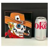 2012 Western Skeleton Sugar Skull Hand Glazed Tile