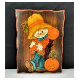 VTG Tolle Painted Scarecrow & Pumkin Art