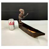 VTG Carved Ebony African Canoe Sculpture