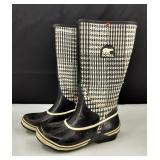 Sorrel Sorellington Houndstooth Rain Boots Size 8