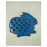 Pottery Blue Salt Glaze Bunny Rabbit Trivet