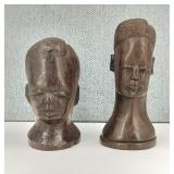 VTG H/C Ebony Wood African Head Busts