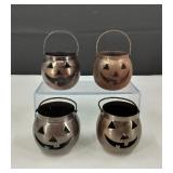 4 Vintage Mosley Metal Jack-o-Lantern Pails