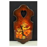 VTG Tole Painted Fall Harvest Scarecrow Clock