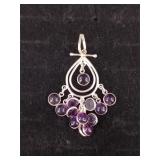 .925 Sterling Silver Amethyst Dngle Pendant