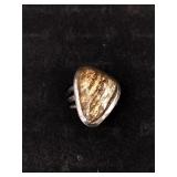 .925 Sterling Silver Golden Obsidian Ring Size 7